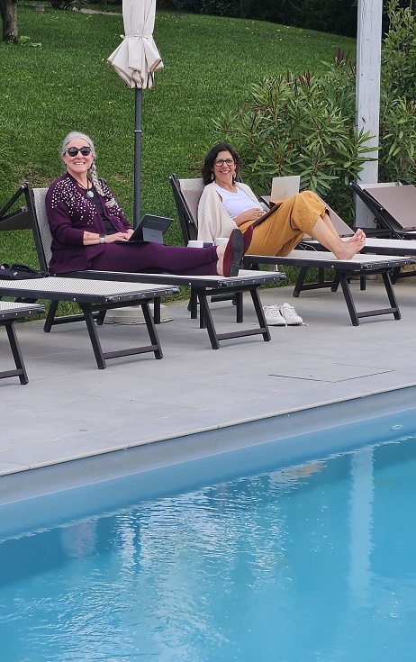 writing poolside in tuscany